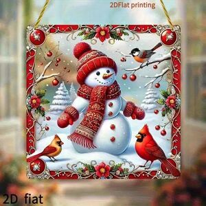2D Flat Bohemian Style Christmas Holiday Snowman Sun Catcher Wall Art 5.91x5.91